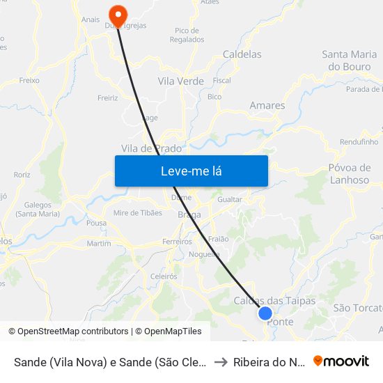 Sande (Vila Nova) e Sande (São Clemente) to Ribeira do Neiva map