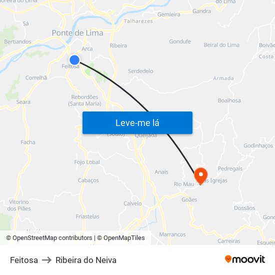 Feitosa to Ribeira do Neiva map