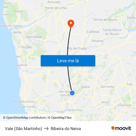 Vale (São Martinho) to Ribeira do Neiva map