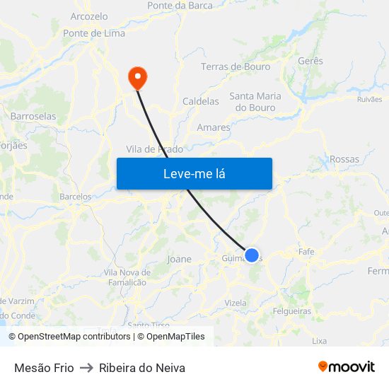 Mesão Frio to Ribeira do Neiva map