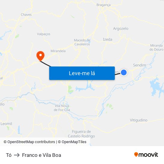 Tó to Franco e Vila Boa map