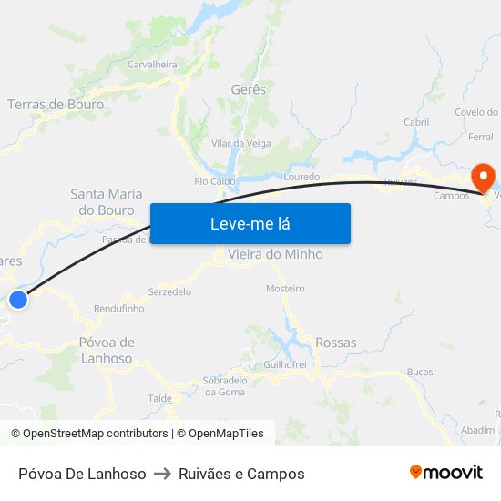 Póvoa De Lanhoso to Ruivães e Campos map