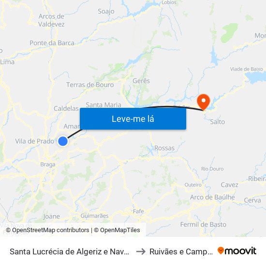 Santa Lucrécia de Algeriz e Navarra to Ruivães e Campos map