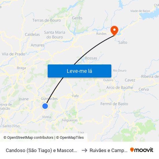 Candoso (São Tiago) e Mascotelos to Ruivães e Campos map