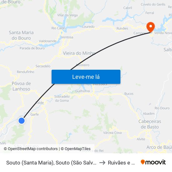 Souto (Santa Maria), Souto (São Salvador) e Gondomar to Ruivães e Campos map