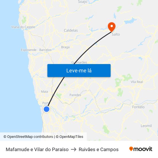 Mafamude e Vilar do Paraíso to Ruivães e Campos map