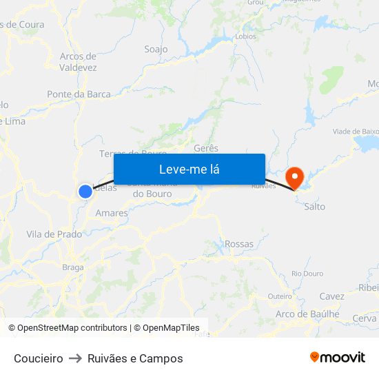 Coucieiro to Ruivães e Campos map