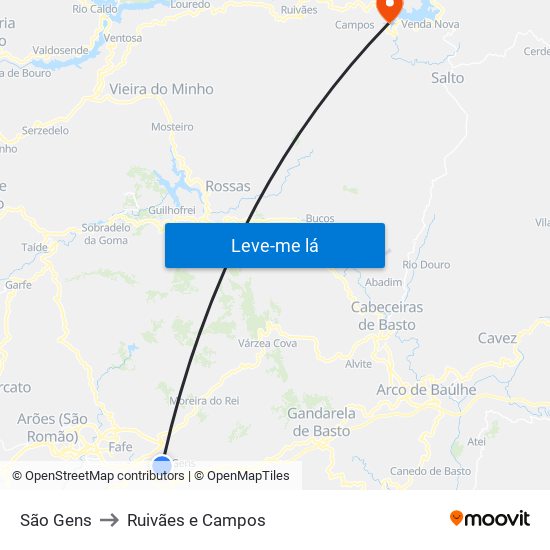 São Gens to Ruivães e Campos map