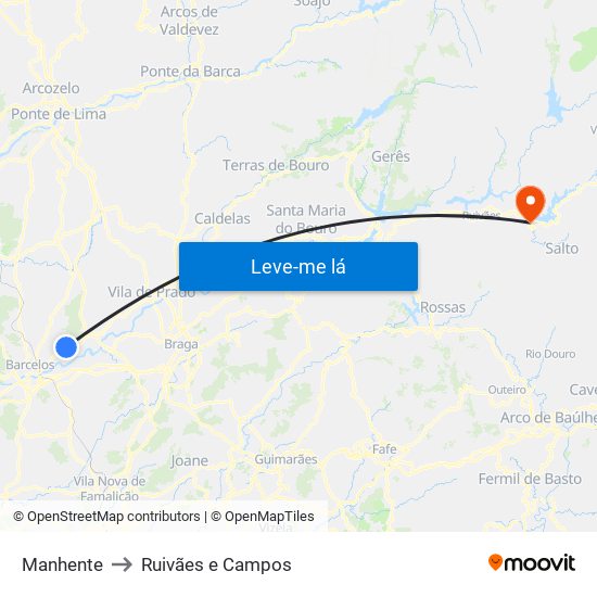 Manhente to Ruivães e Campos map