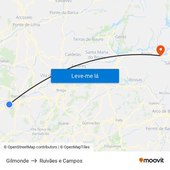 Gilmonde to Ruivães e Campos map