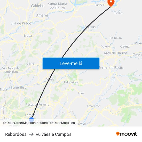 Rebordosa to Ruivães e Campos map