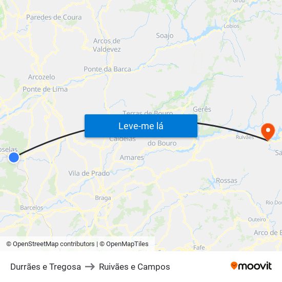 Durrães e Tregosa to Ruivães e Campos map