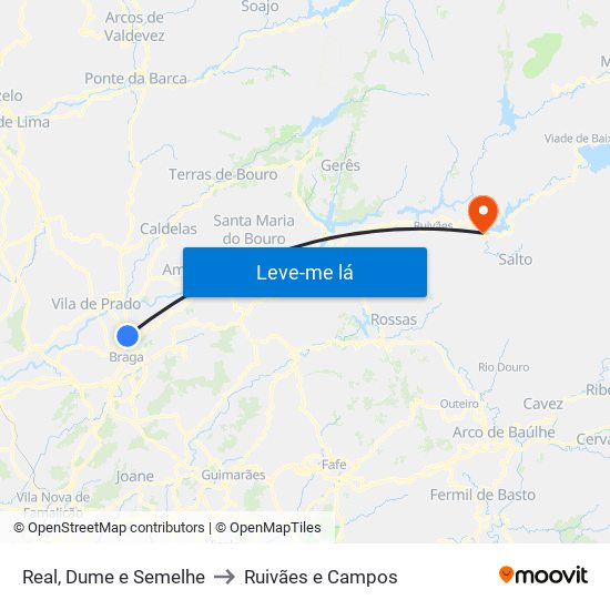 Real, Dume e Semelhe to Ruivães e Campos map