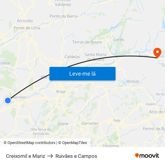 Creixomil e Mariz to Ruivães e Campos map