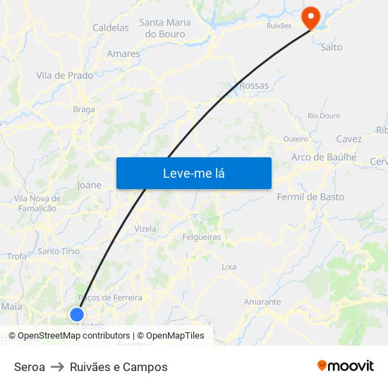 Seroa to Ruivães e Campos map