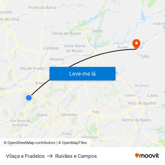 Vilaça e Fradelos to Ruivães e Campos map