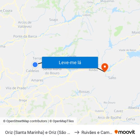 Oriz (Santa Marinha) e Oriz (São Miguel) to Ruivães e Campos map