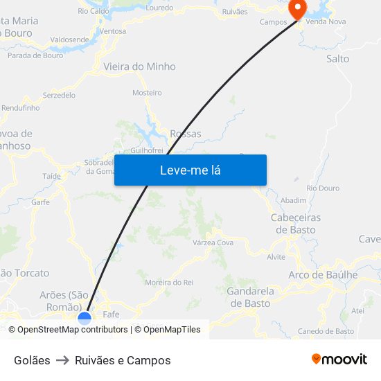 Golães to Ruivães e Campos map