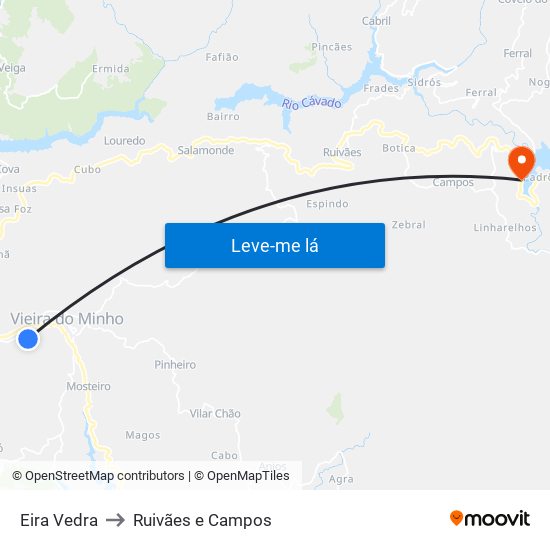 Eira Vedra to Ruivães e Campos map