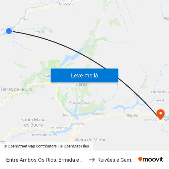 Entre Ambos-Os-Rios, Ermida e Germil to Ruivães e Campos map