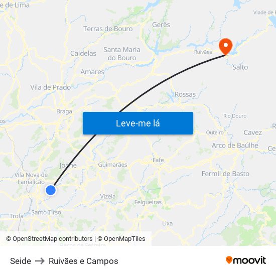 Seide to Ruivães e Campos map