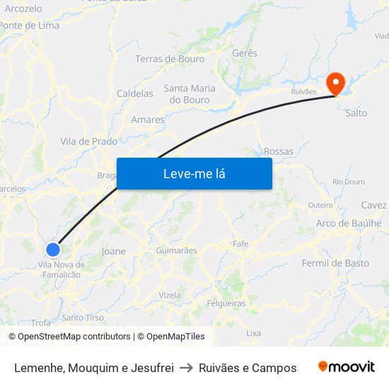 Lemenhe, Mouquim e Jesufrei to Ruivães e Campos map