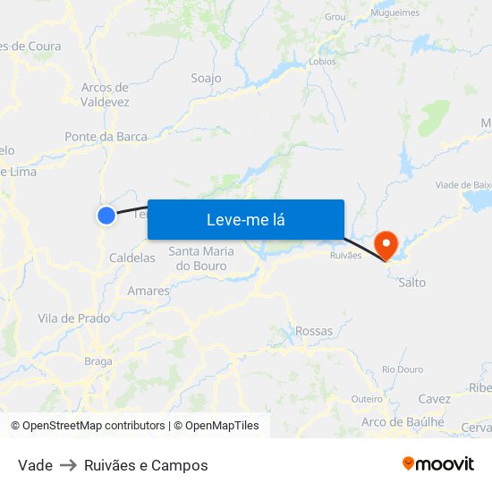 Vade to Ruivães e Campos map