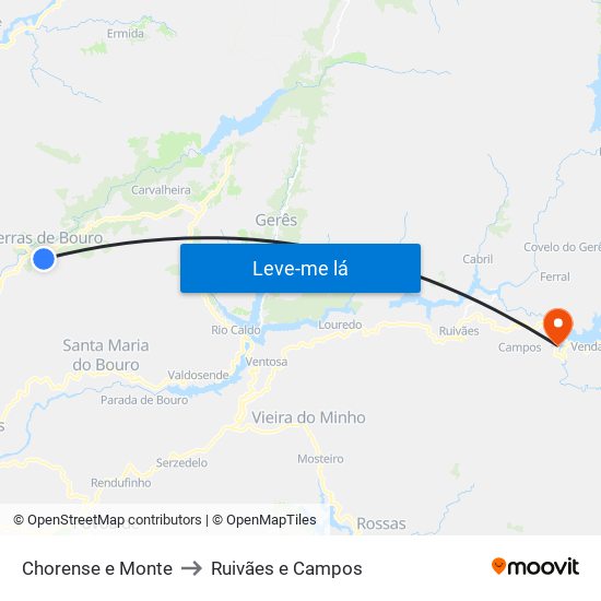 Chorense e Monte to Ruivães e Campos map