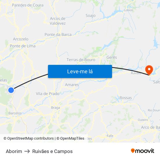 Aborim to Ruivães e Campos map