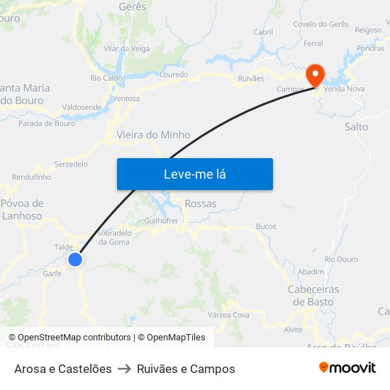 Arosa e Castelões to Ruivães e Campos map