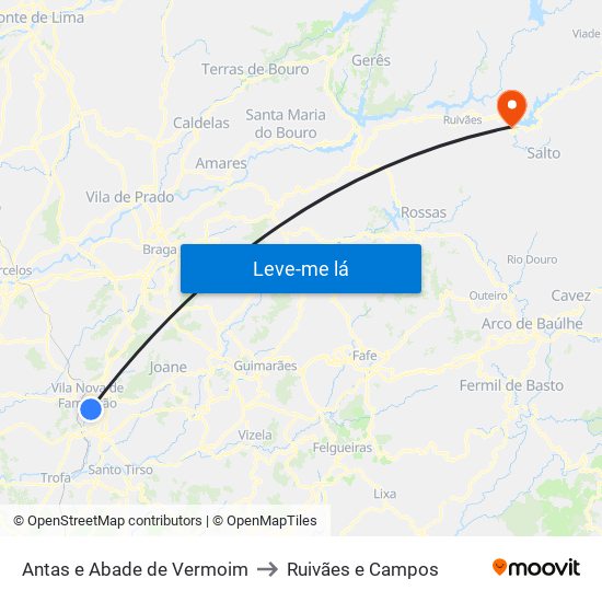 Antas e Abade de Vermoim to Ruivães e Campos map