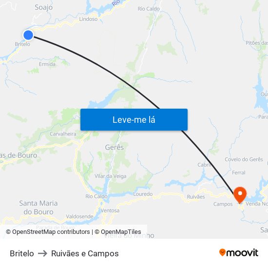 Britelo to Ruivães e Campos map