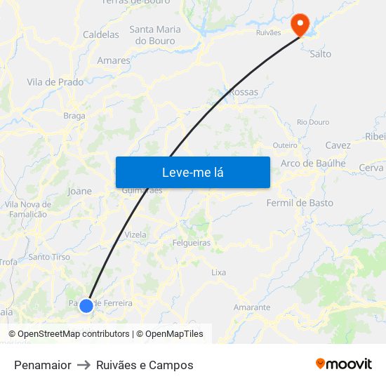 Penamaior to Ruivães e Campos map