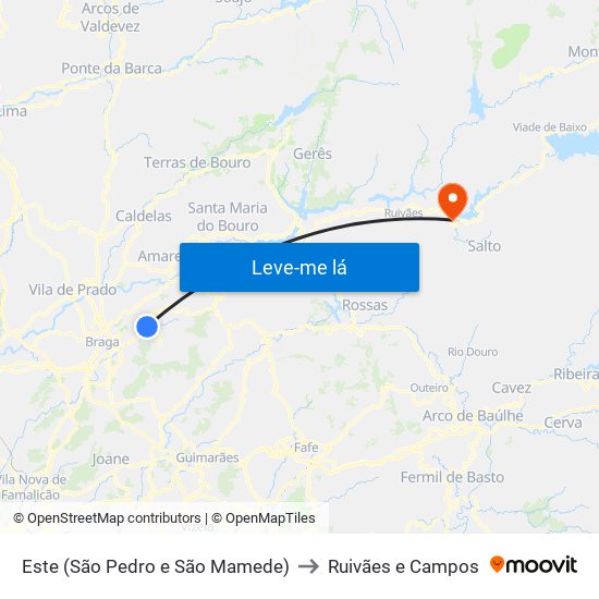 Este (São Pedro e São Mamede) to Ruivães e Campos map