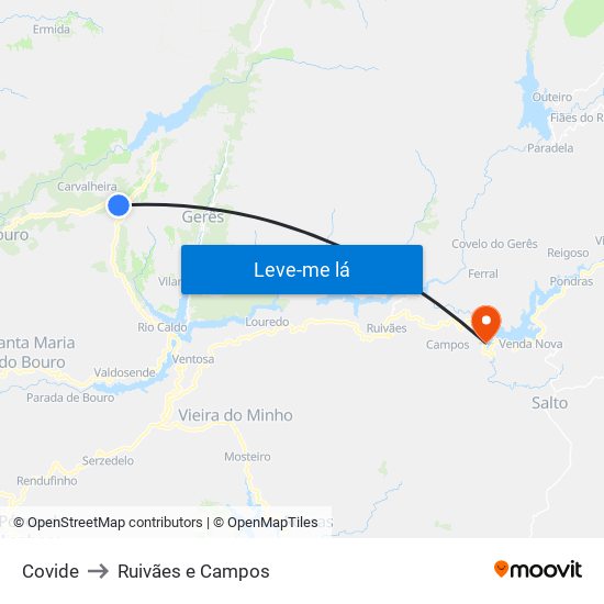 Covide to Ruivães e Campos map