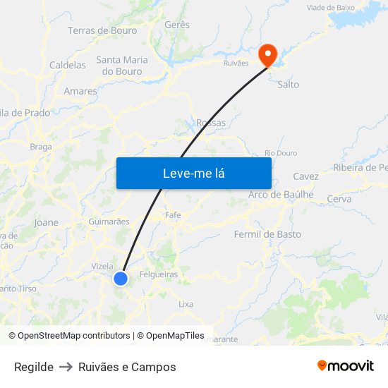 Regilde to Ruivães e Campos map