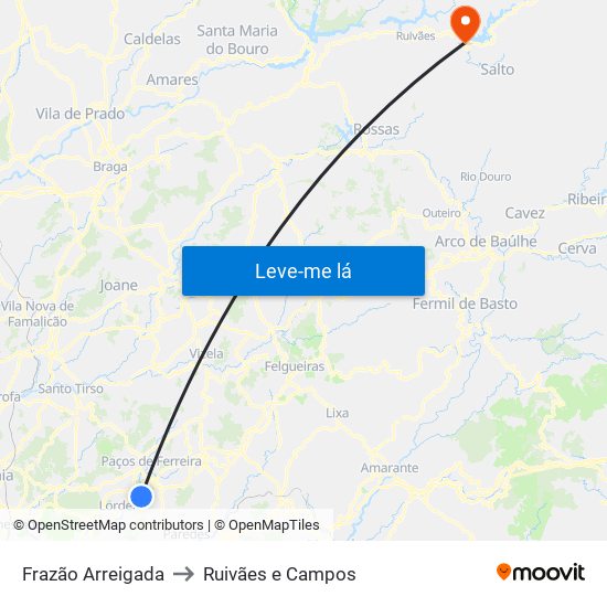 Frazão Arreigada to Ruivães e Campos map