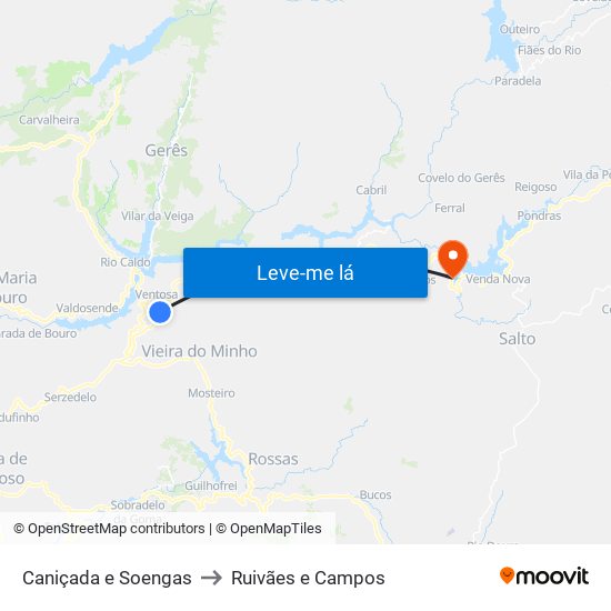 Caniçada e Soengas to Ruivães e Campos map