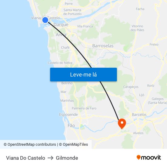 Viana Do Castelo to Gilmonde map