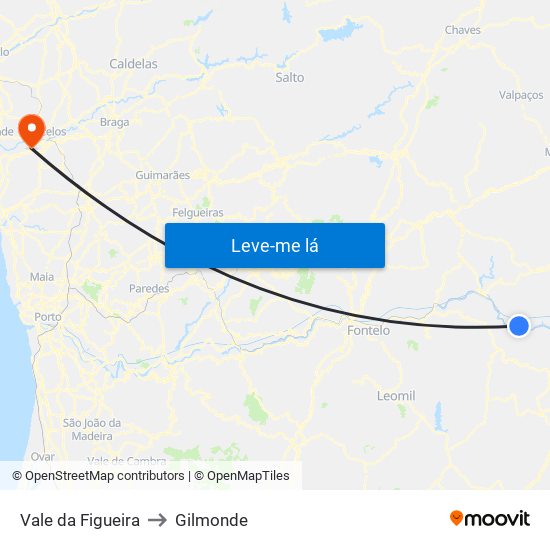 Vale da Figueira to Gilmonde map