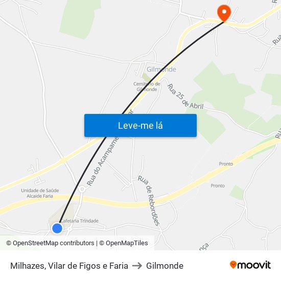 Milhazes, Vilar de Figos e Faria to Gilmonde map