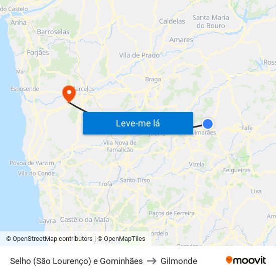 Selho (São Lourenço) e Gominhães to Gilmonde map