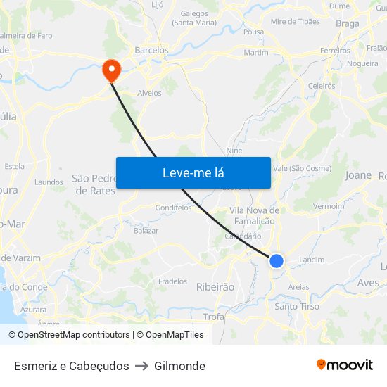 Esmeriz e Cabeçudos to Gilmonde map