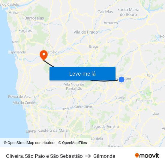 Oliveira, São Paio e São Sebastião to Gilmonde map