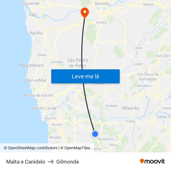 Malta e Canidelo to Gilmonde map