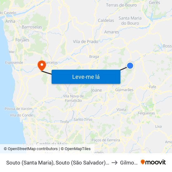 Souto (Santa Maria), Souto (São Salvador) e Gondomar to Gilmonde map