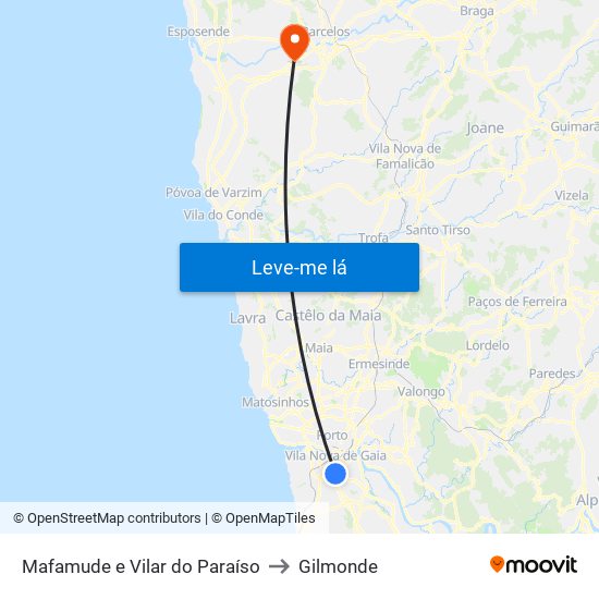 Mafamude e Vilar do Paraíso to Gilmonde map