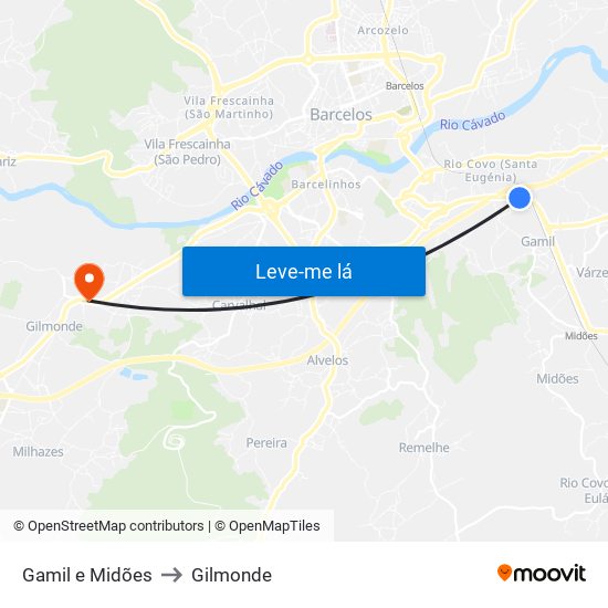 Gamil e Midões to Gilmonde map