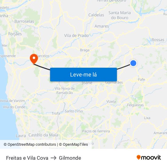 Freitas e Vila Cova to Gilmonde map