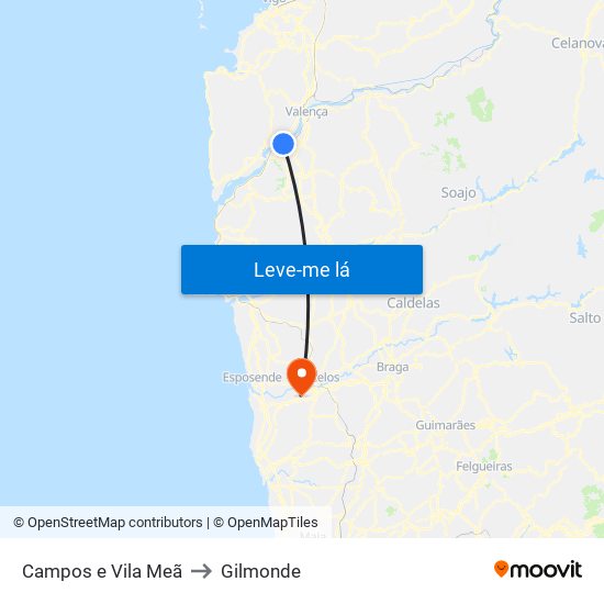 Campos e Vila Meã to Gilmonde map